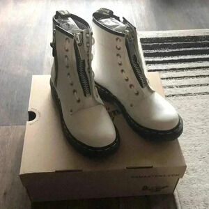 Dr. Martens White Boots With Zippers